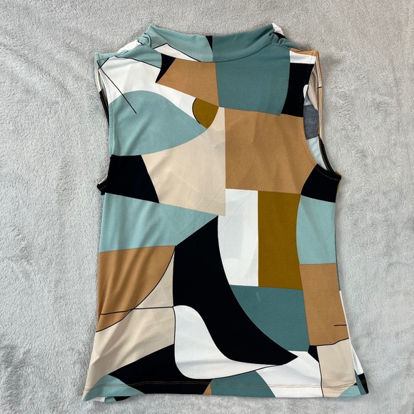 TAHARI Sleeveless Pullover Top Colorblock Cowl Neck Career Chic Versatile sz M - Picture 9 of 9